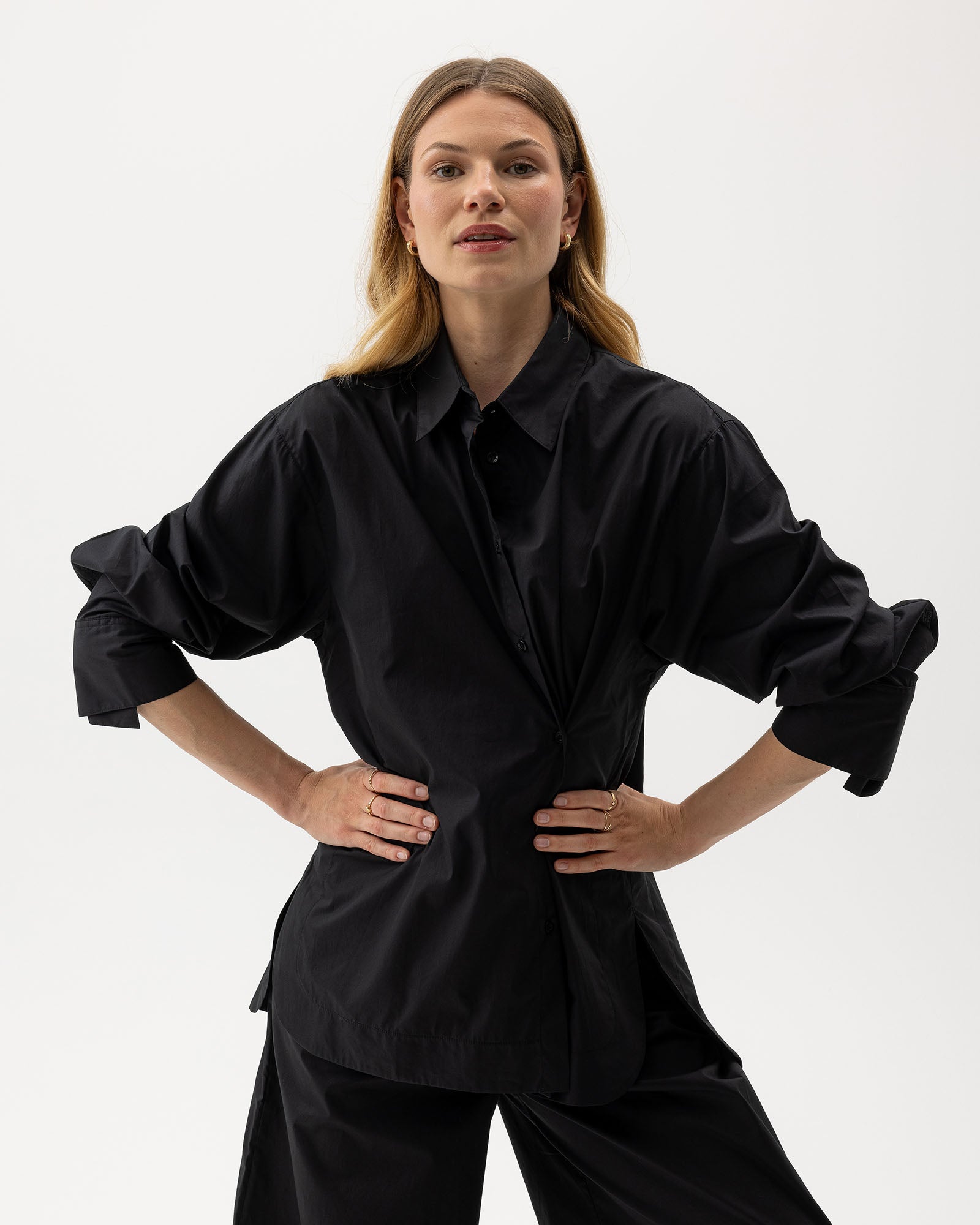 【kiitos】HERILL　スモックシャツ ブラック Micaela Shirt – Holebrook USA