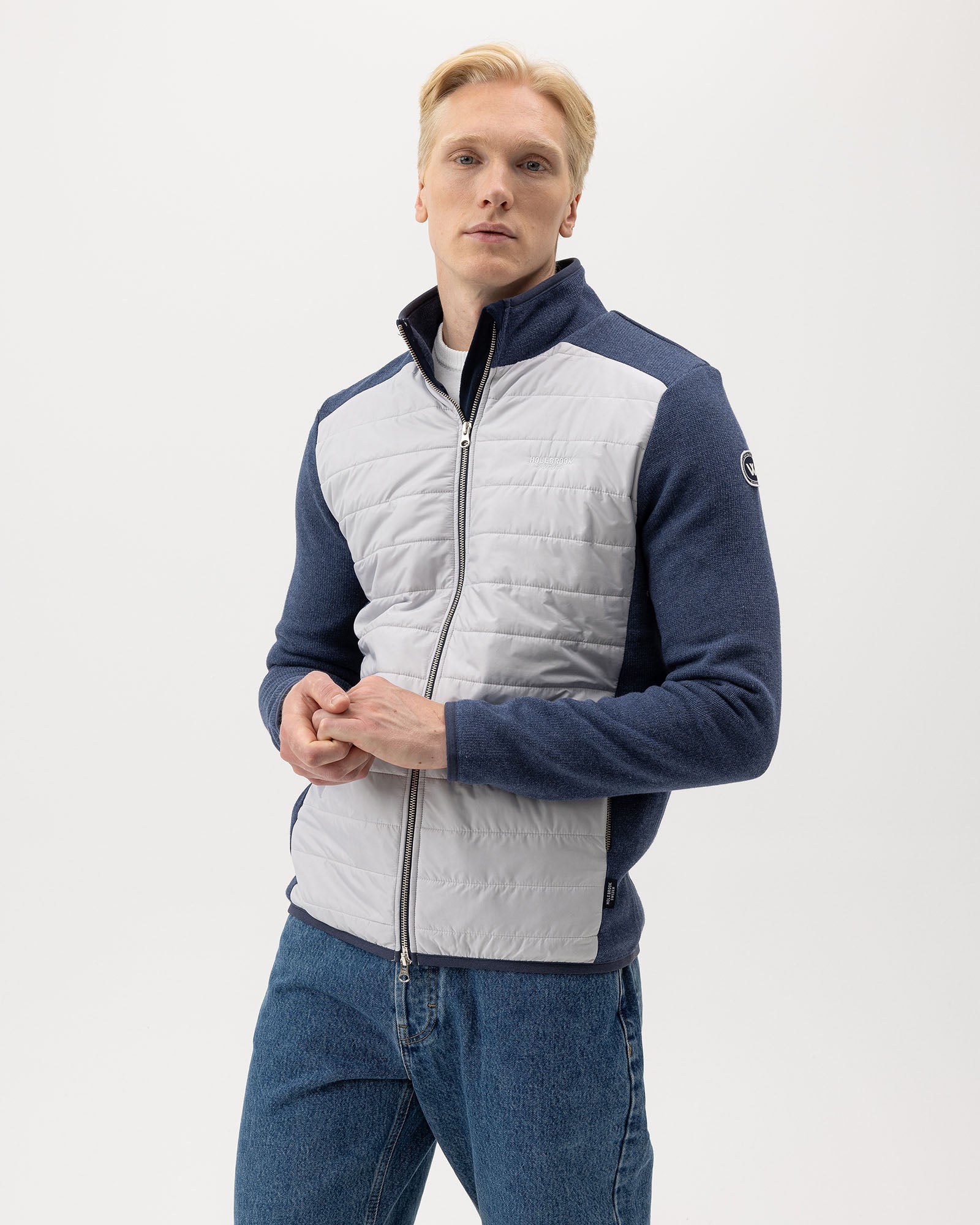Peder Full Zip Windproof Jacket- Chambray/Marble Grey