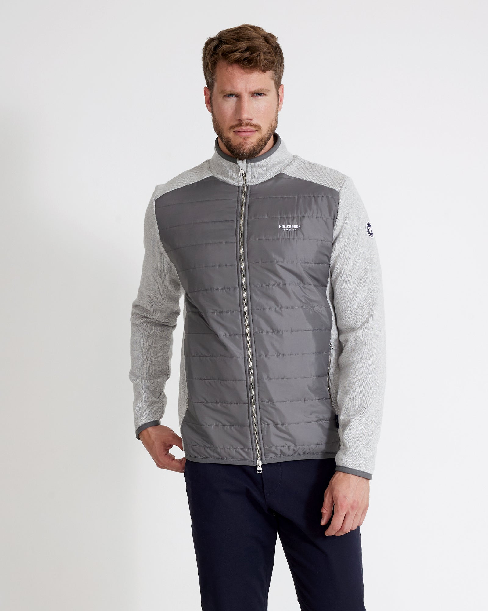 Peder Full Zip Windproof Jacket- Lt Grey Mel – Holebrook USA