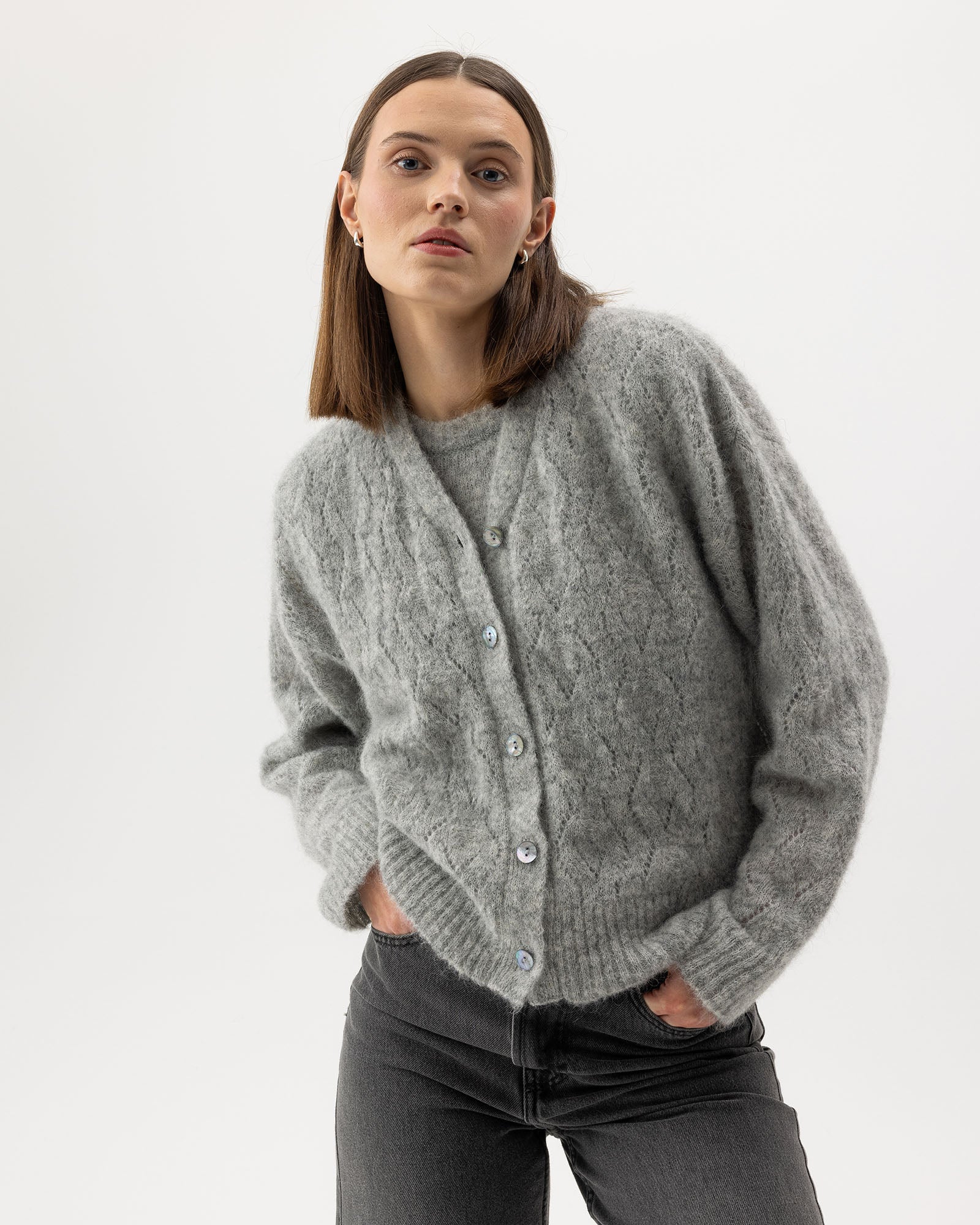 Tindra Cardigan- Grey Mel