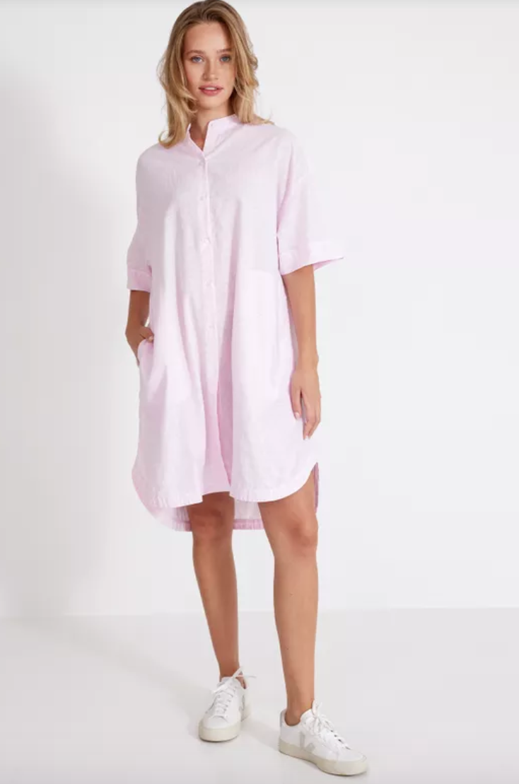chinese dress ladies Emily Tunic Dress Xs / LT Pink/White