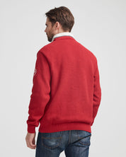 Classic Windproof red sweater 1/4 zip hot guy
