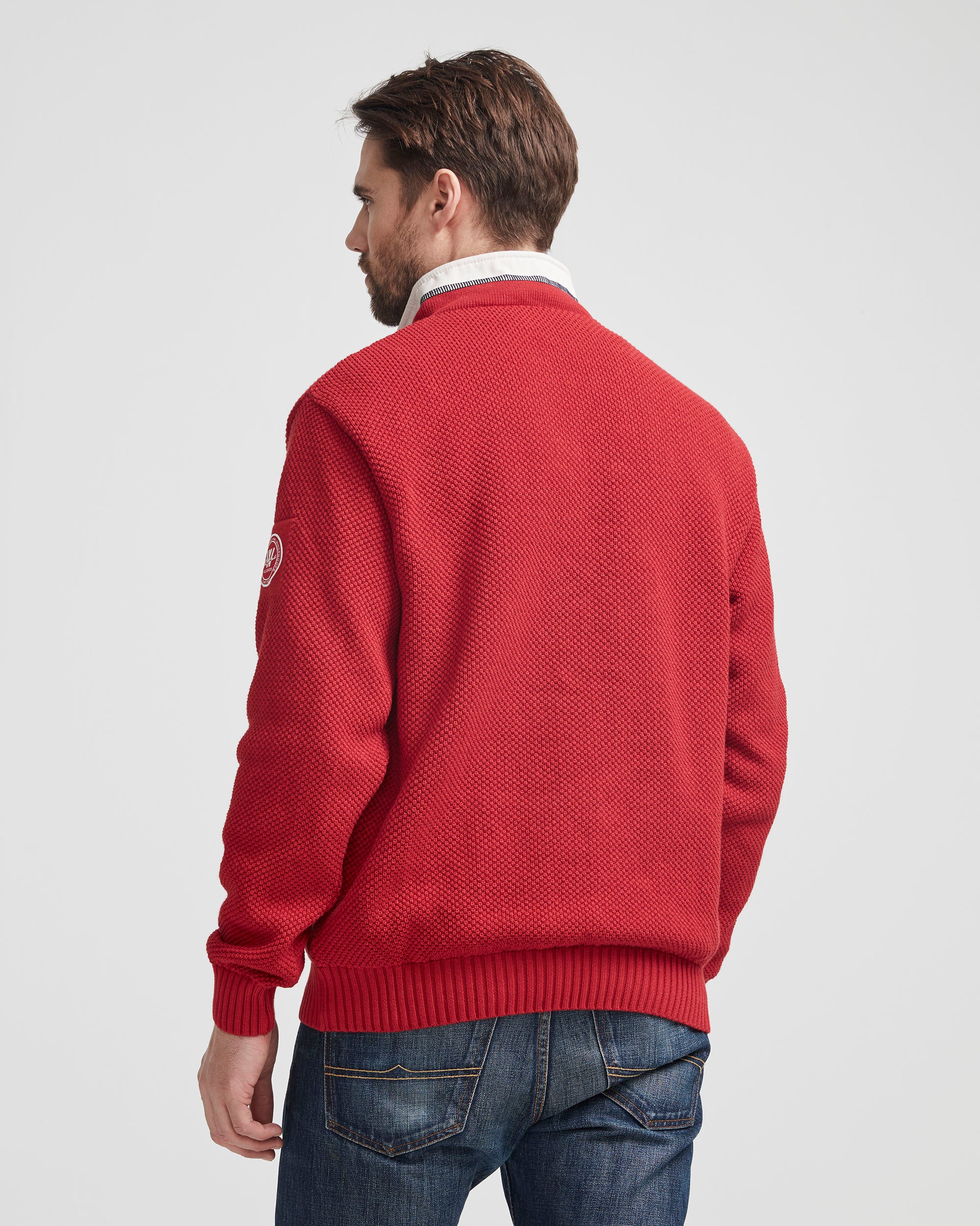 Classic Windproof red sweater 1/4 zip hot guy