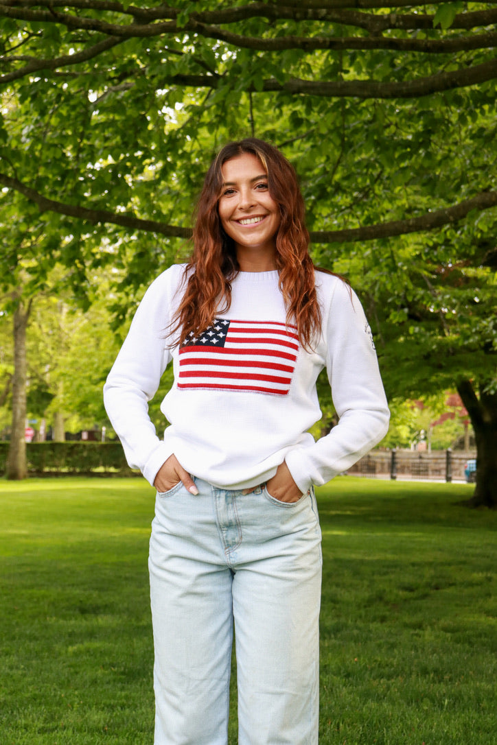 Holebrook USA Flag Crew White