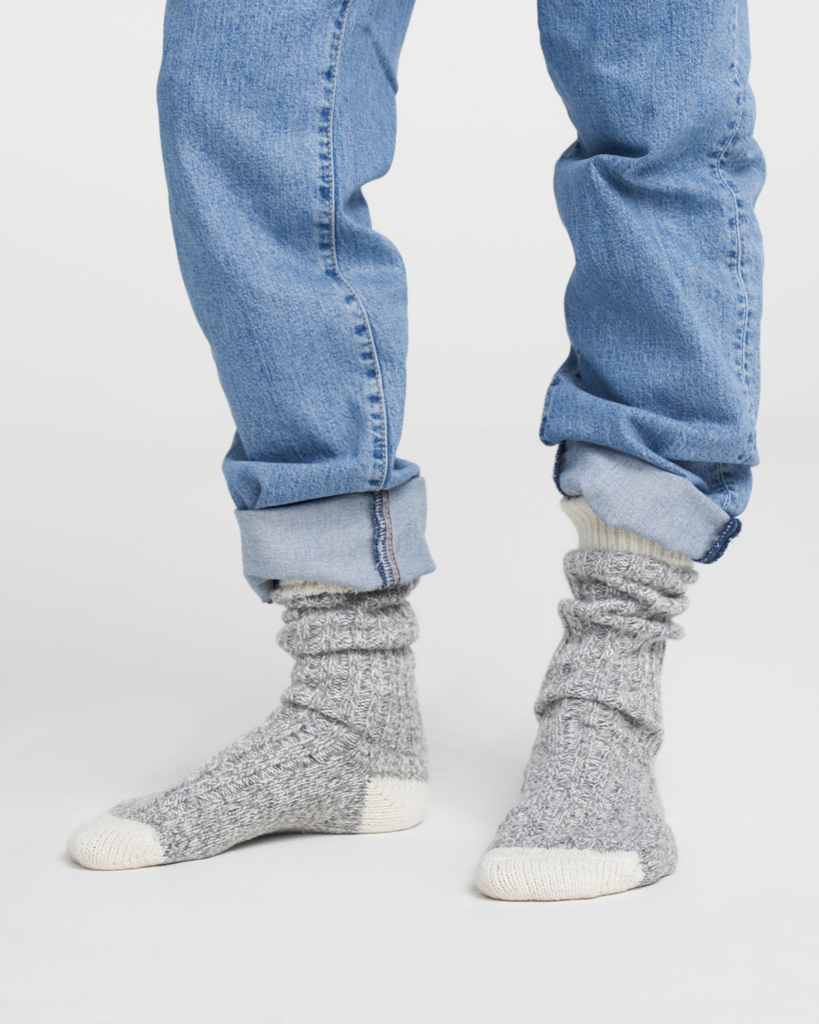 Brommö raggsocka Grey Mel/Off White