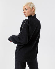 Kristina Zip Sweater- Black Mel