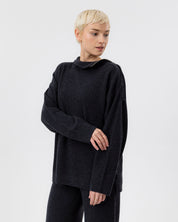 Kristina Zip Sweater- Black Mel