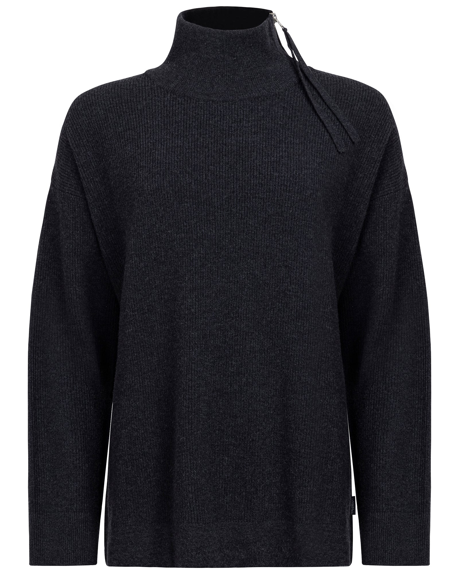 Kristina Zip Sweater- Black Mel
