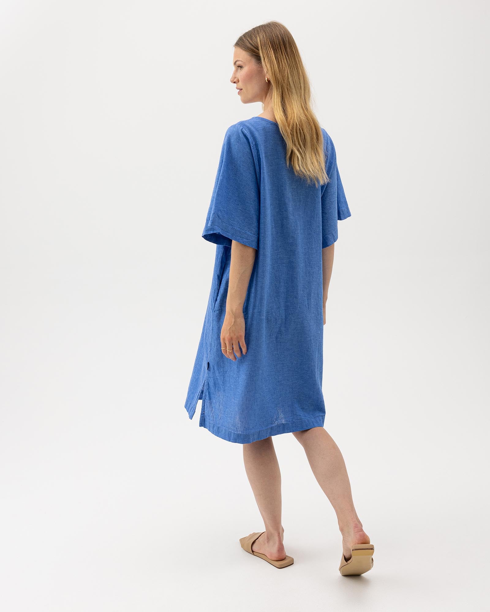 tunic shirt dress Rolled Short Sleeve Loose shirts dress come in three beautiful colors Summer Linen Tunic Dress, White