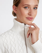 Marianne Full Zip Windproof Sweater- Off White