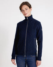 Marianne Full Zip Windproof Sweater- Navy