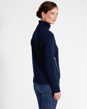 Marianne Full Zip Windproof Sweater- Navy