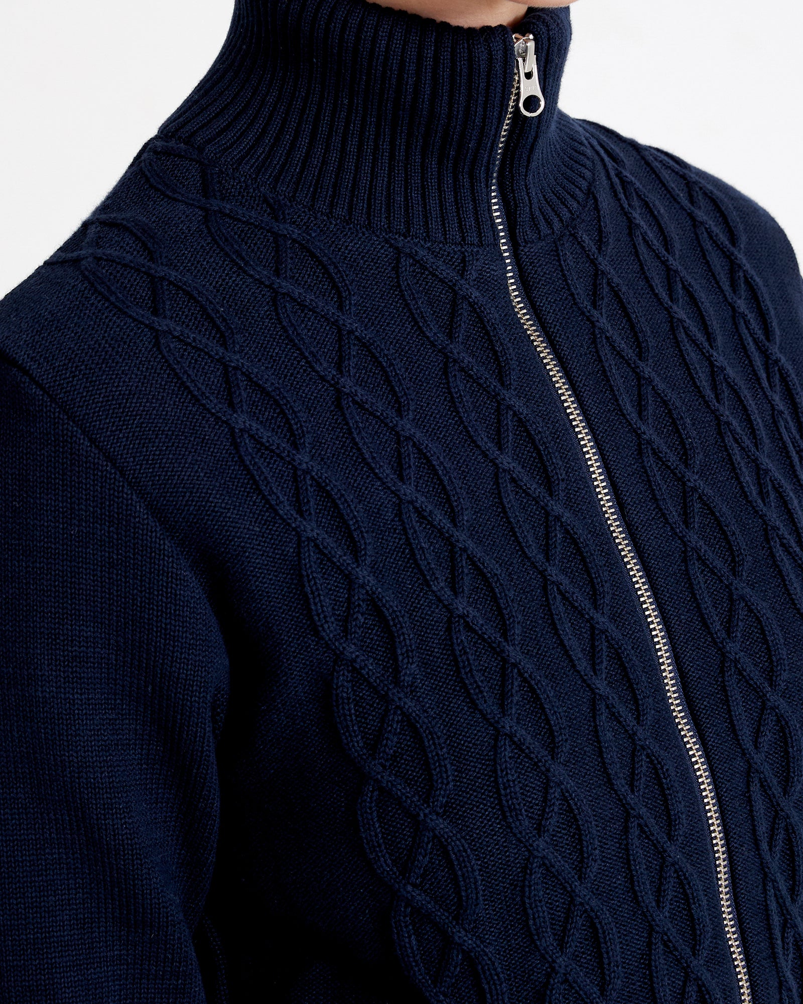 Marianne Full Zip Windproof Sweater- Navy