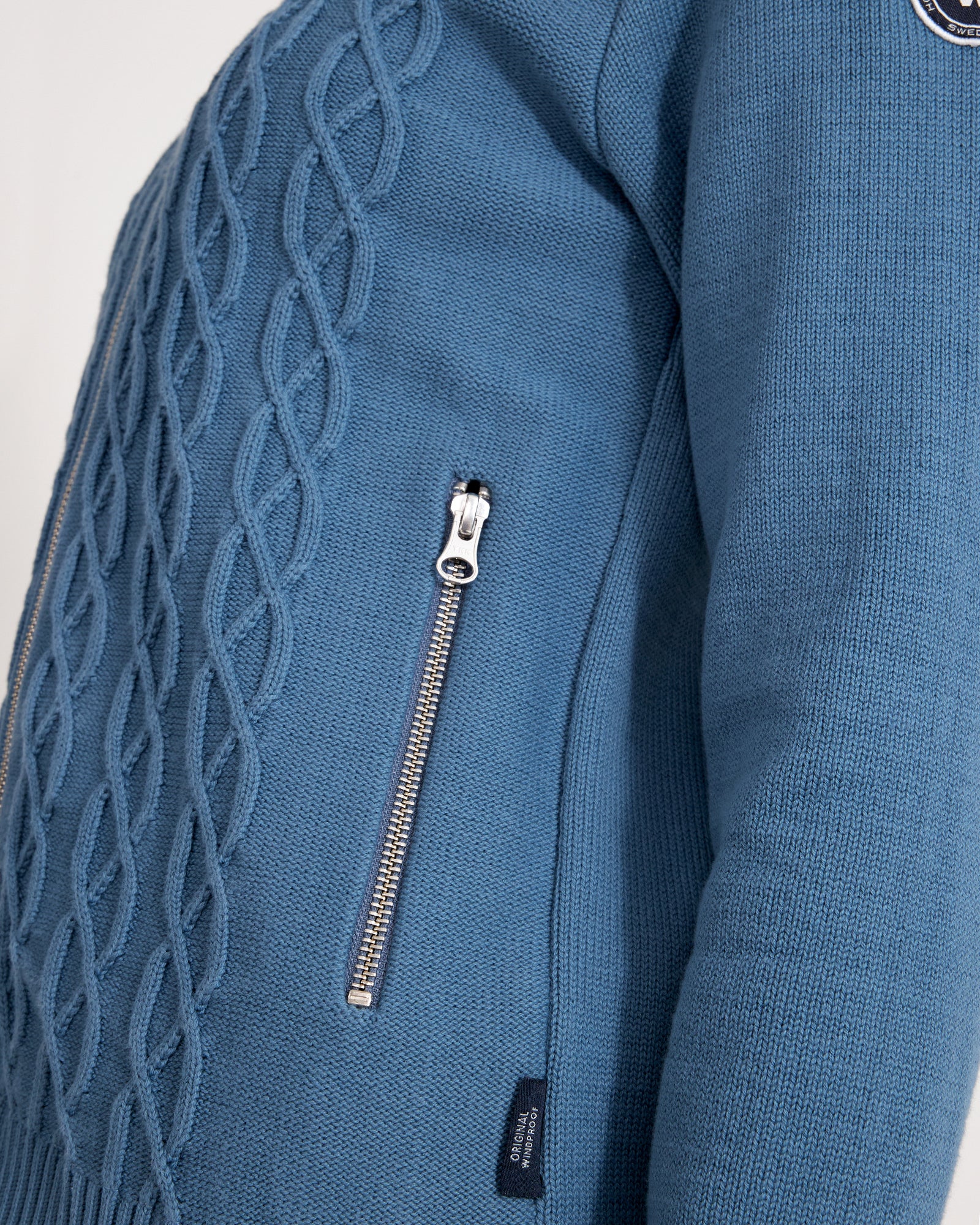 Marianne Full Zip Windproof Sweater- Copen Blue