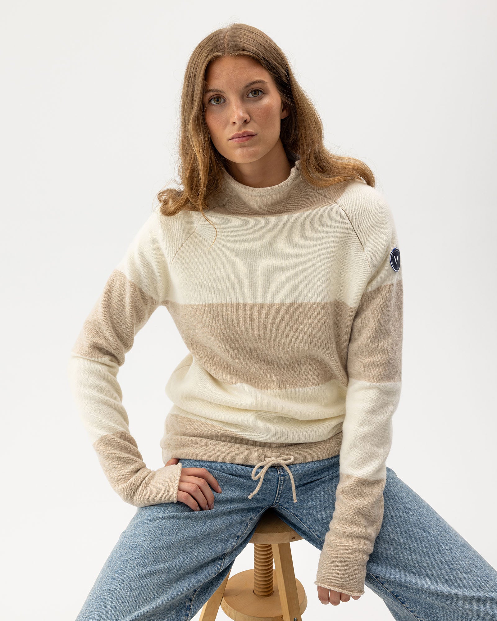 Martina Windproof Sweater -Sand/ Off White