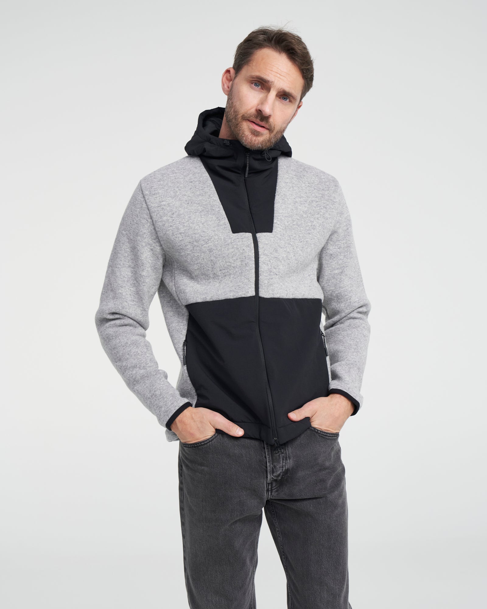 Mikael WindproofHood- Grey Melange/ Black