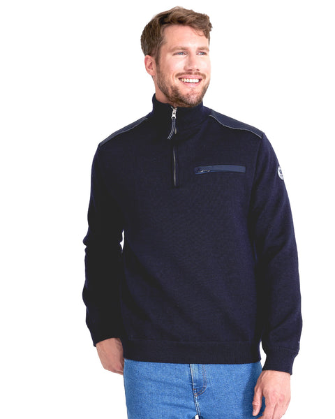 Timmy T-Neck Windproof Wool Sweater- Navy – Holebrook USA