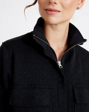 Women's Windproof Shirt Jacket- Black Melange