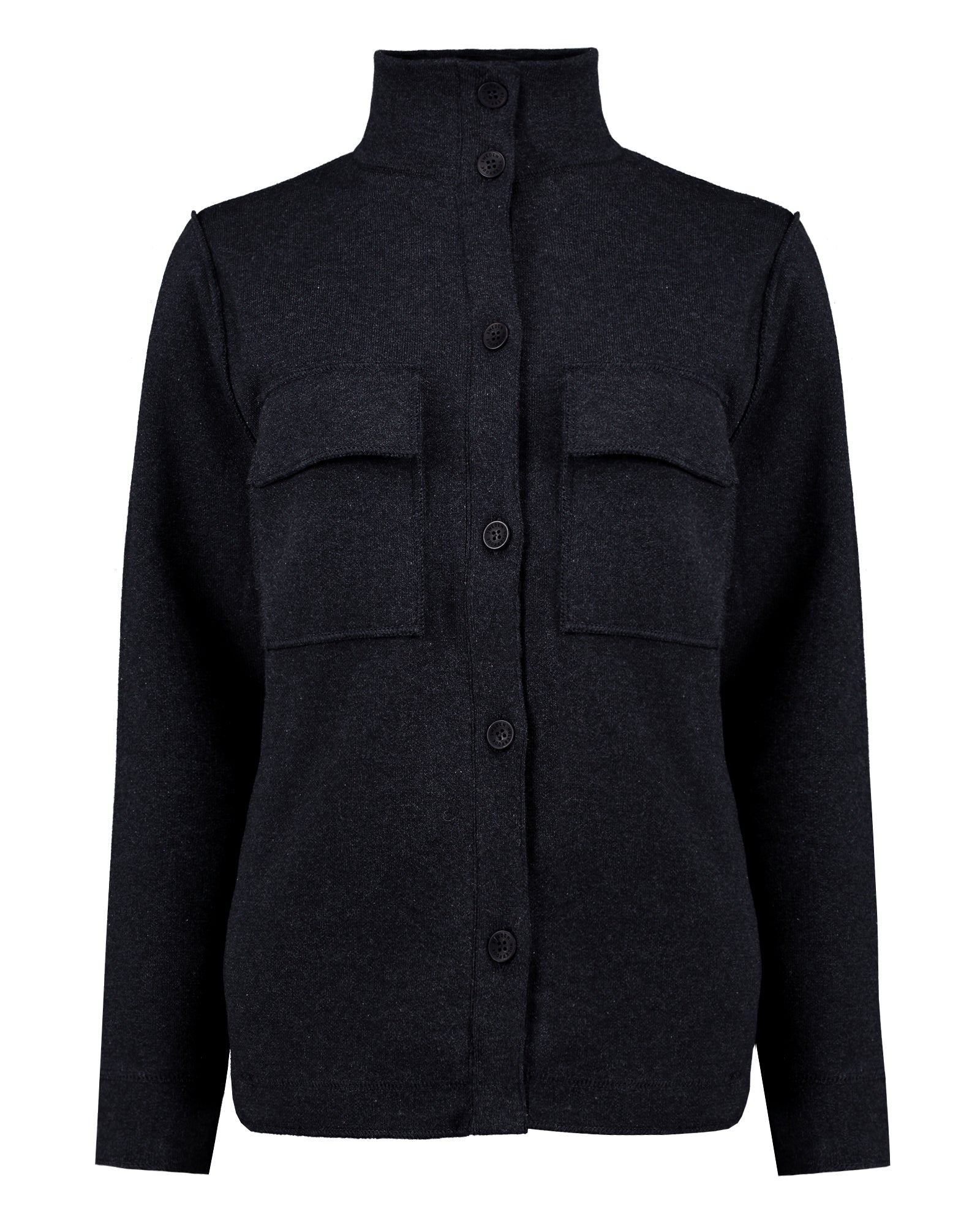 Women's Windproof Shirt Jacket- Black Melange