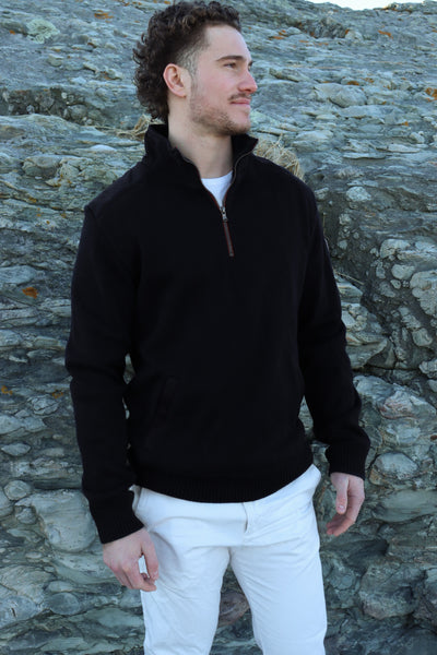 Gregor Wool 1/4 Zip Windproof- Black – Holebrook USA