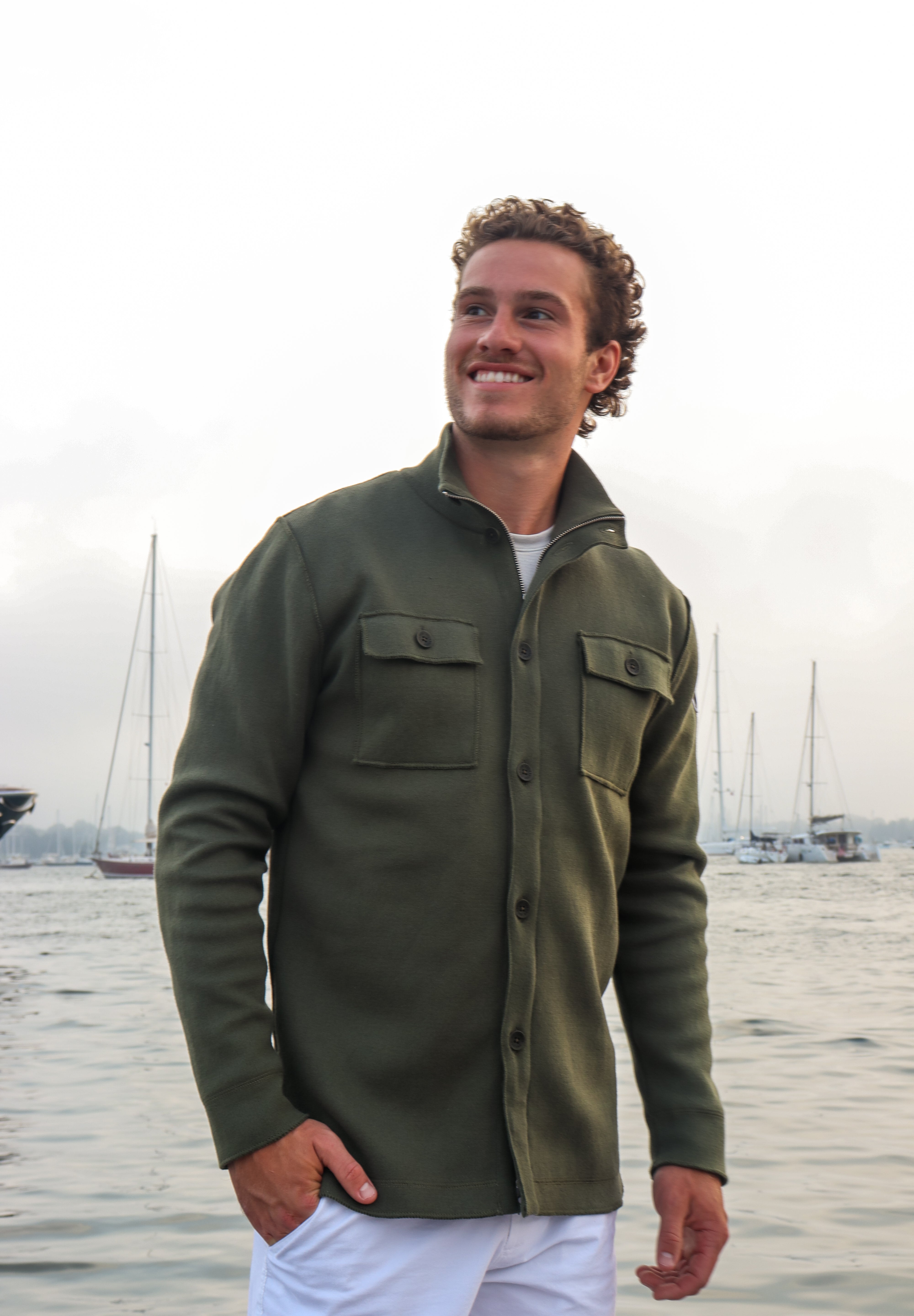 Edwin Windproof Shirt Jacket- Bottle Green