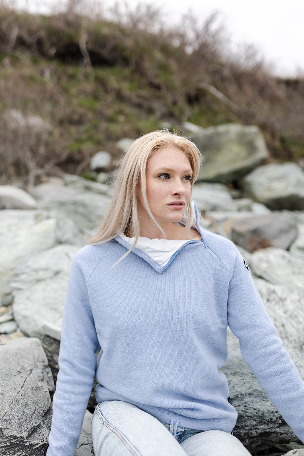 Martina Windproof Sweater -Light Blue