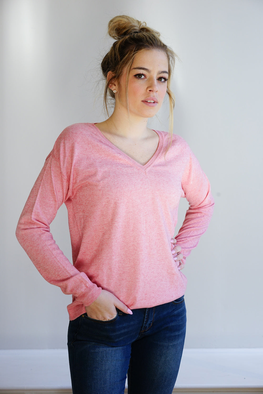 Anna V-Neck Pink Sorbet