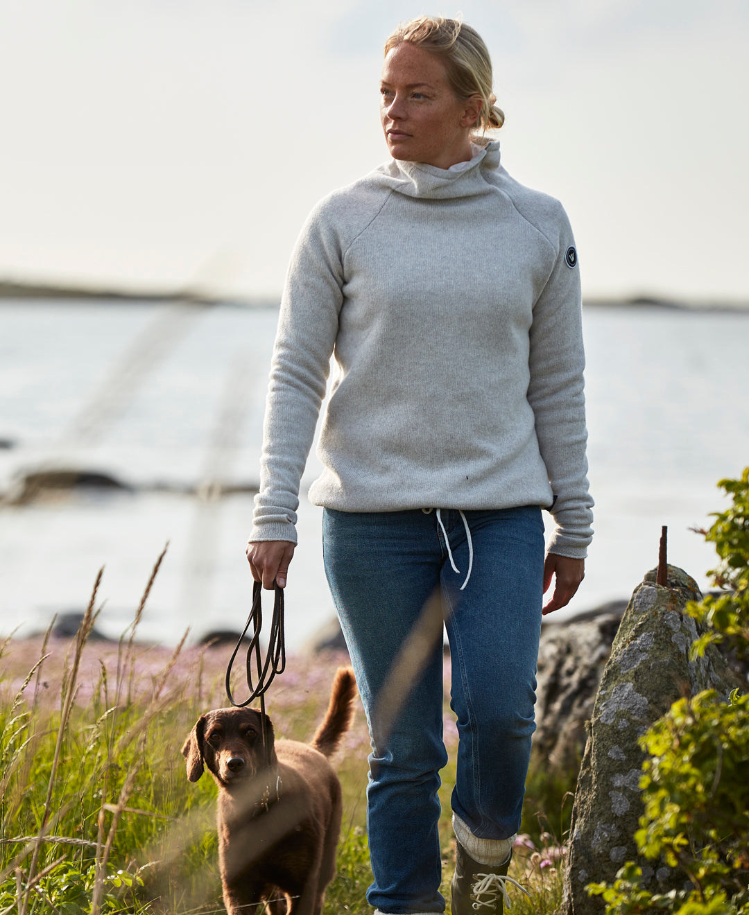 Martina Windproof Sweater -Light Grey Melange