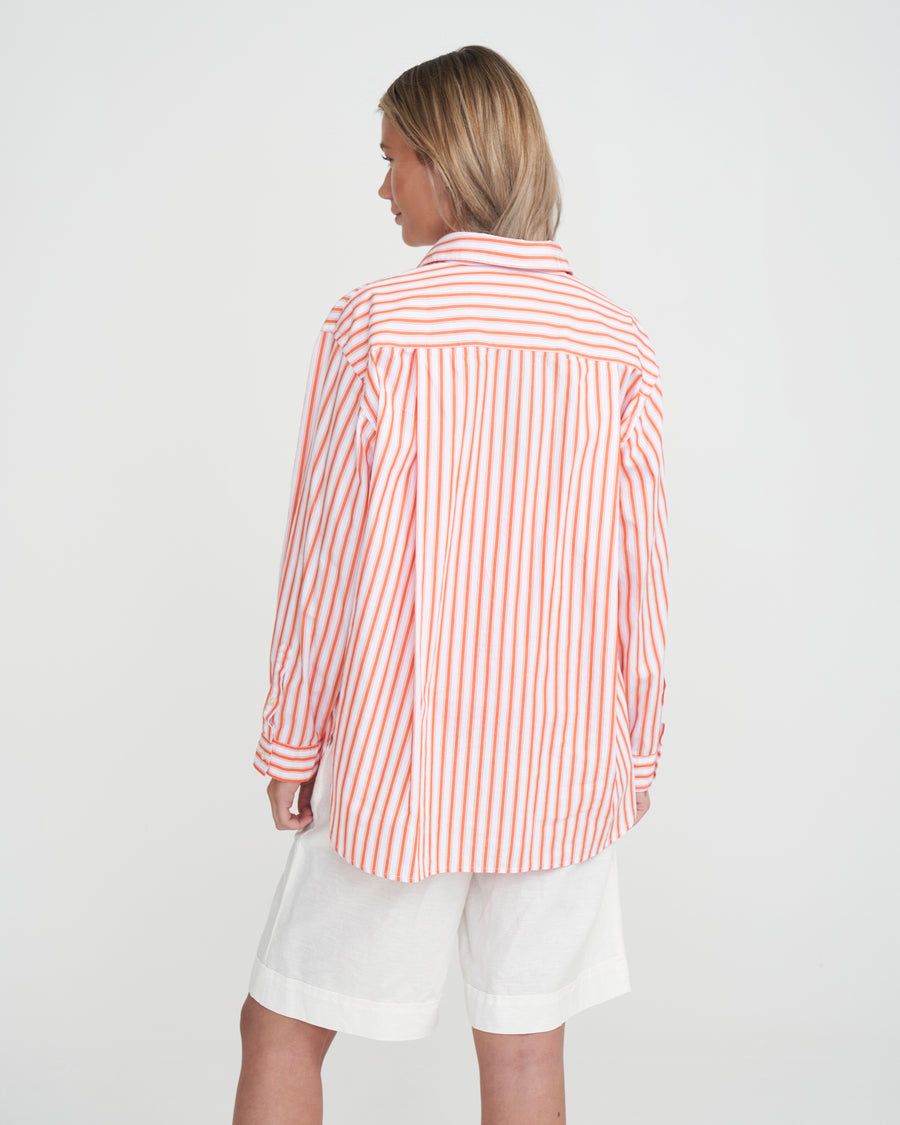 Amalia Shirt- White/Flame Orange