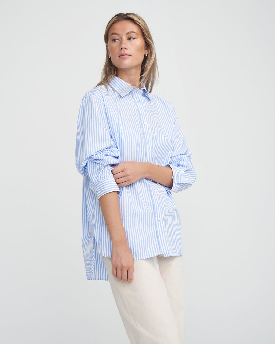 Amalia Shirt- Light Blue/ White