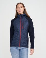 Bodil Windproof Hood Sweater- Navy/ Raspberry