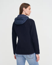 Bodil Windproof Hood Sweater- Navy/ Raspberry