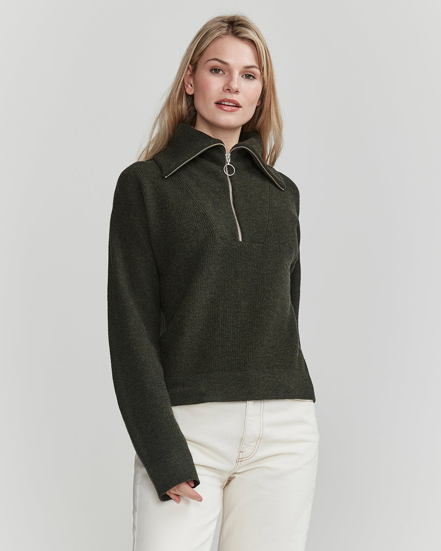 Melody T-Neck- Bottle Green