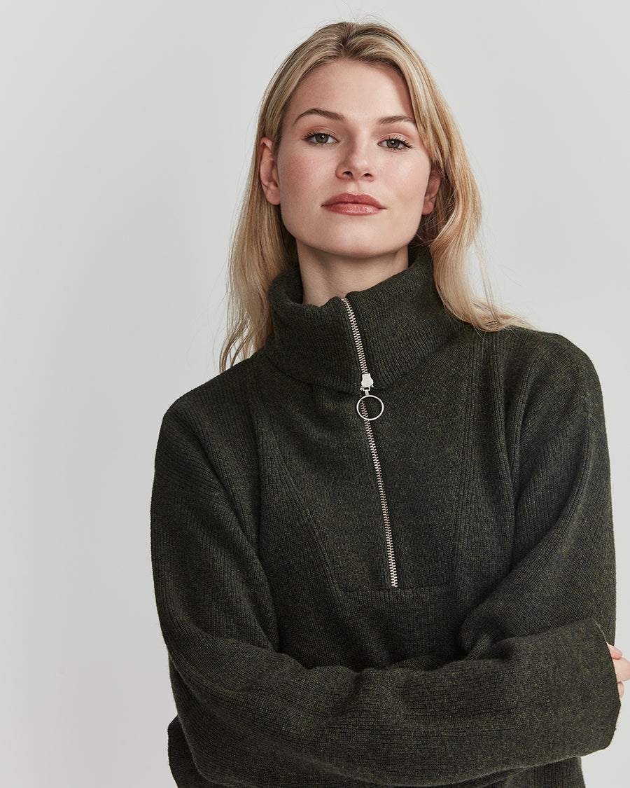 Melody T-Neck- Bottle Green