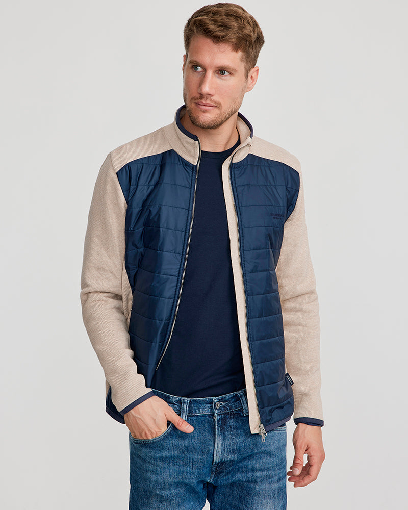 Peder Full Zip Windproof Jacket- Khaki/Navy