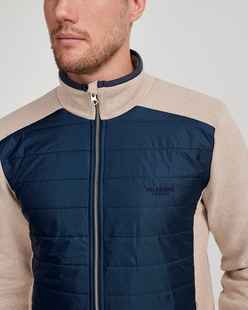 Peder Full Zip Windproof Jacket- Khaki/Navy
