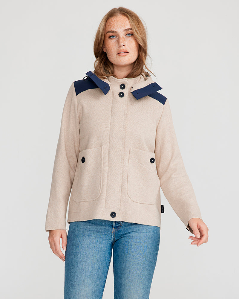Pia Windproof Hood Jacket - Khaki/Navy