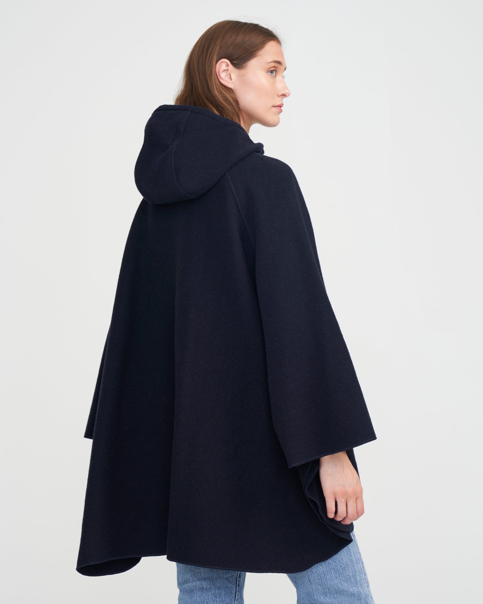 Tina Windproof Wool Poncho WP- Navy – Holebrook USA