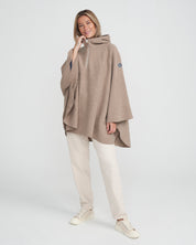 Tina Windproof Wool Poncho - Khaki