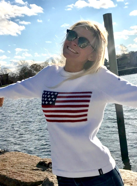 Holebrook USA Flag Crew White