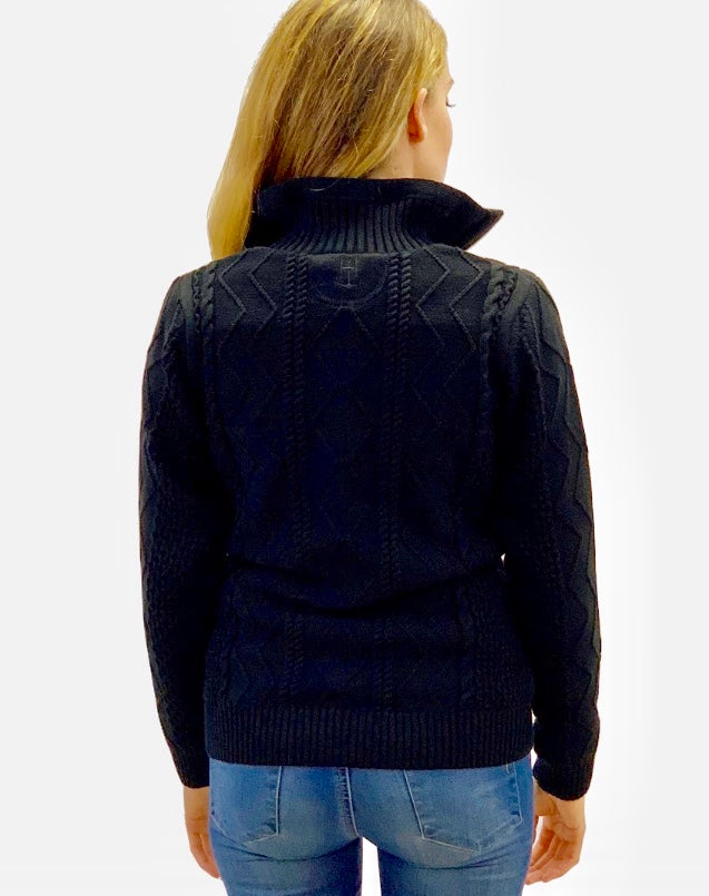 Holebrook Windproof Black Amy cotton sweater jumper