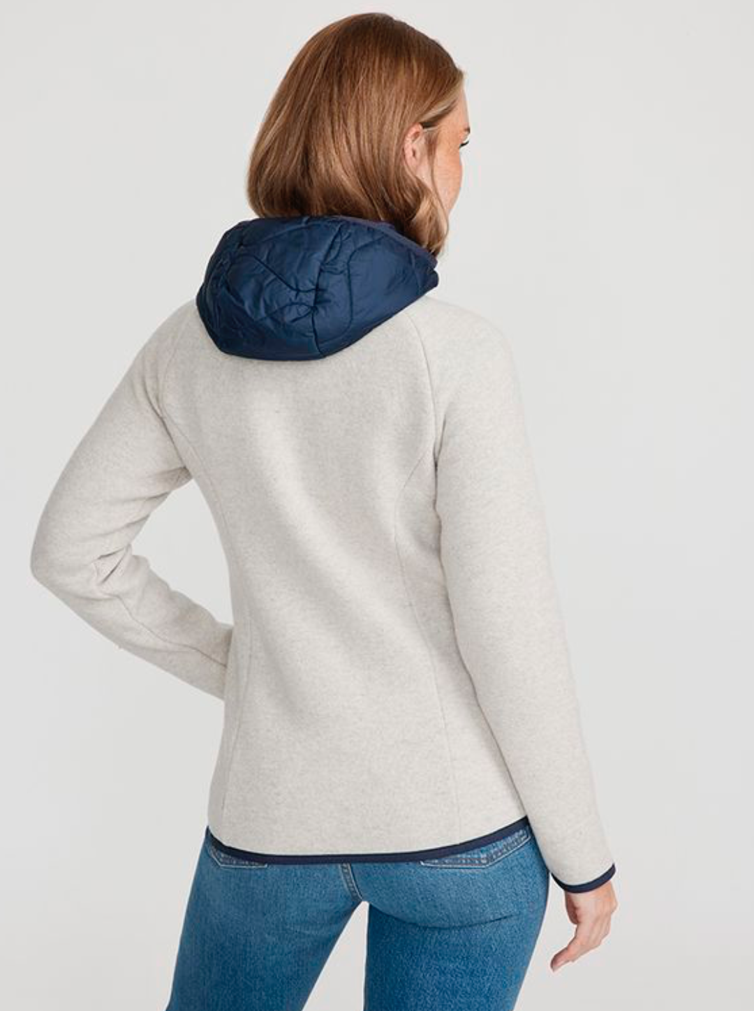 Bodil Windproof HoodSweater- Light Grey/ Navy
