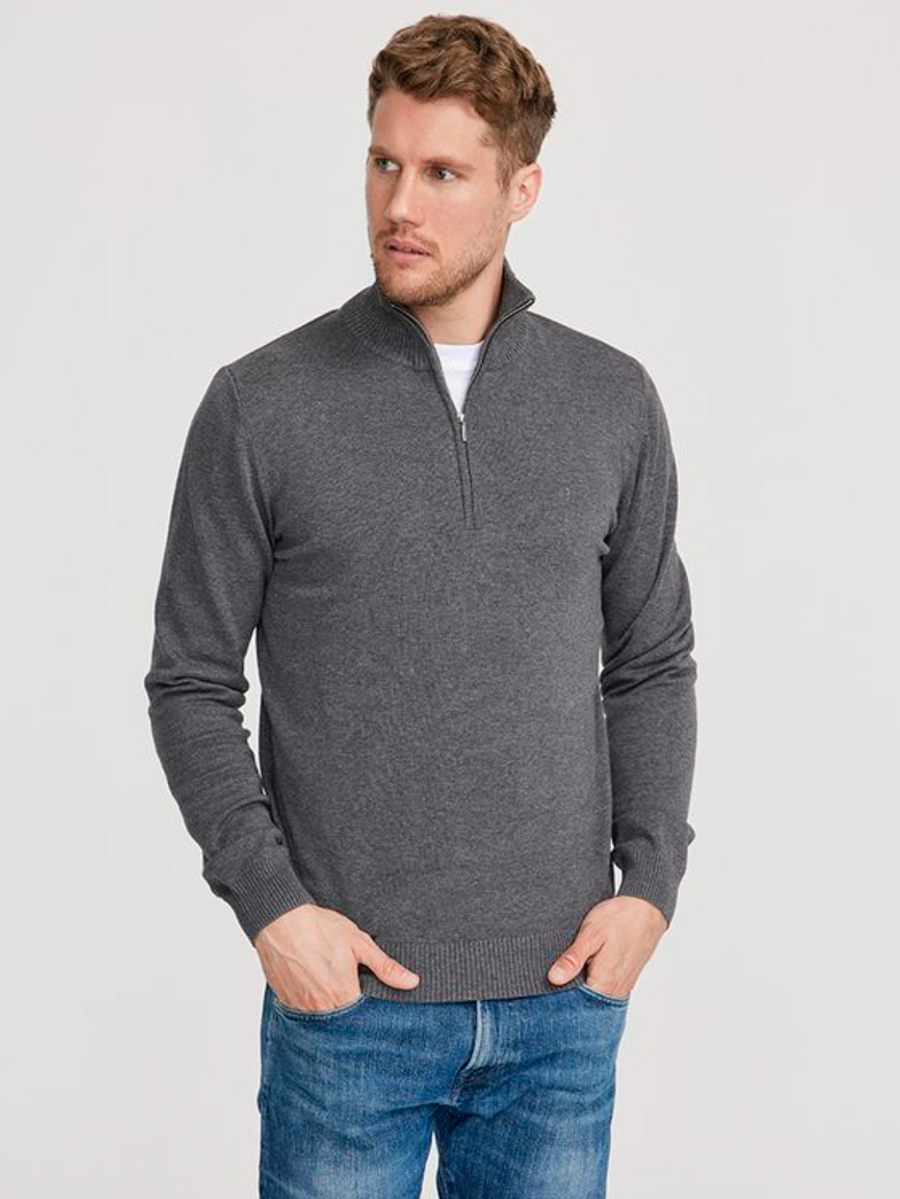 Holger T-Neck- Dark Grey Mel