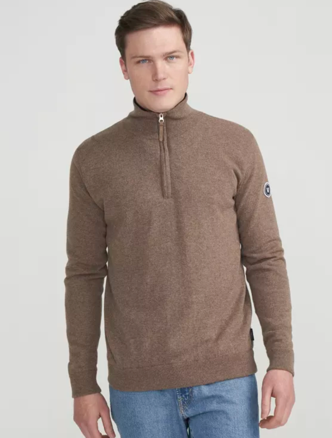 Stellan Windproof 1/4 Zip Sweater- Walnut