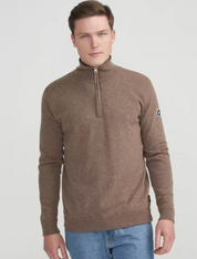 Stellan Windproof 1/4 Zip Sweater- Walnut