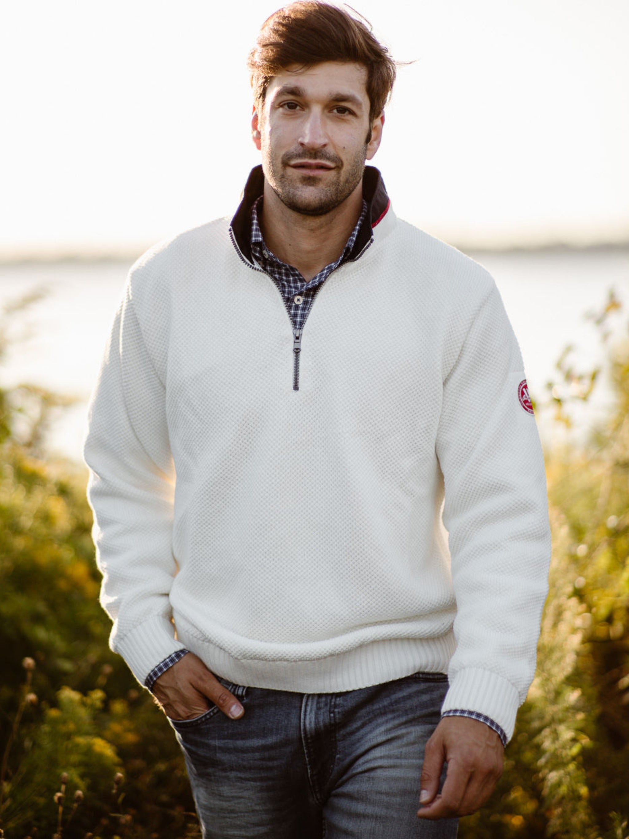 Classic white sweater on sale