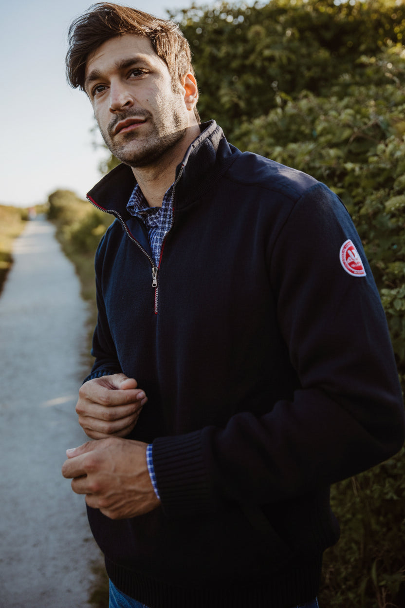 Holebrook windproof 1/4 zip cotton windproof Sweden Usa navy sweater