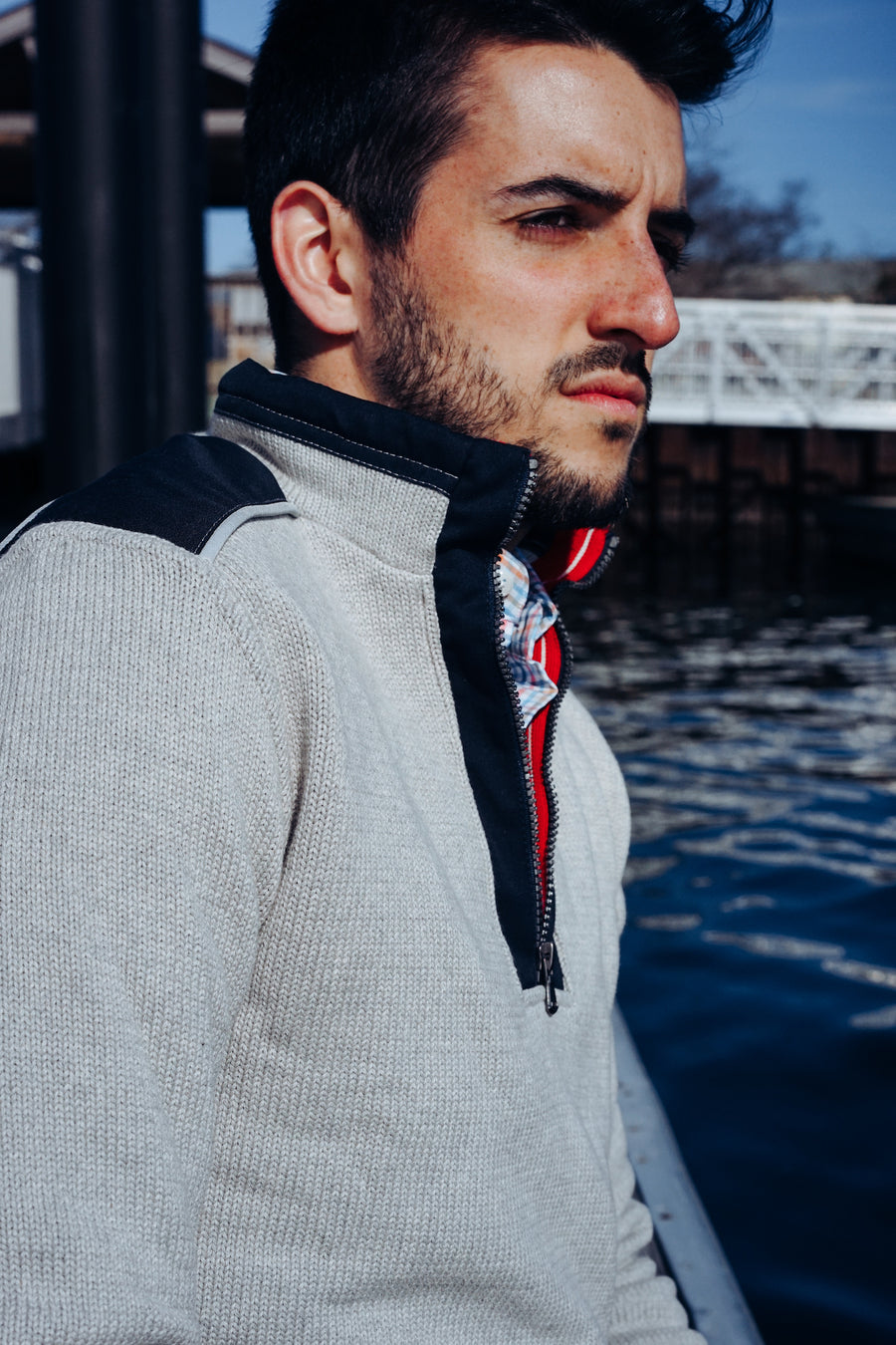 Josh 1/4 Zip WP- Lt Grey